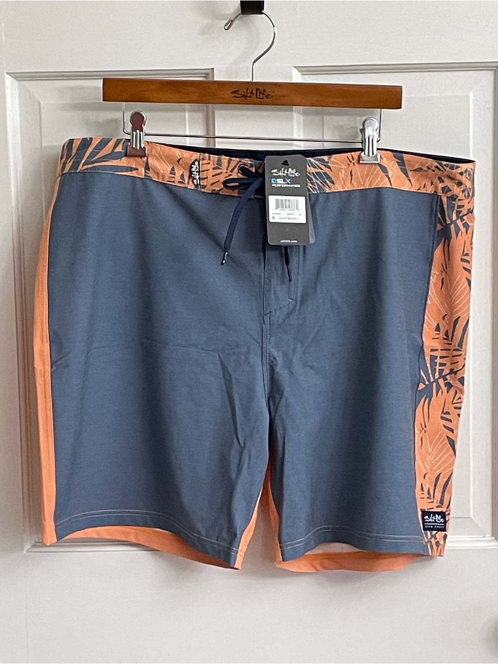 Salt Life Men's Slate Blue & Coral Board Shorts with Palm Accent